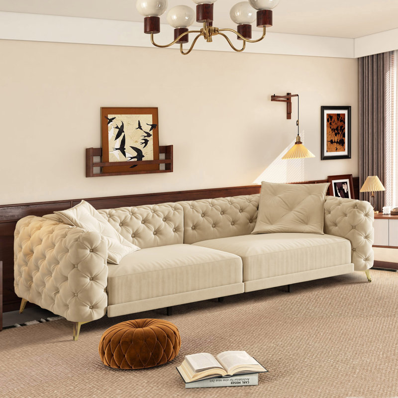 Yates 97.7" 3-In-1 Convertible Sleeper Sofa, Apricot