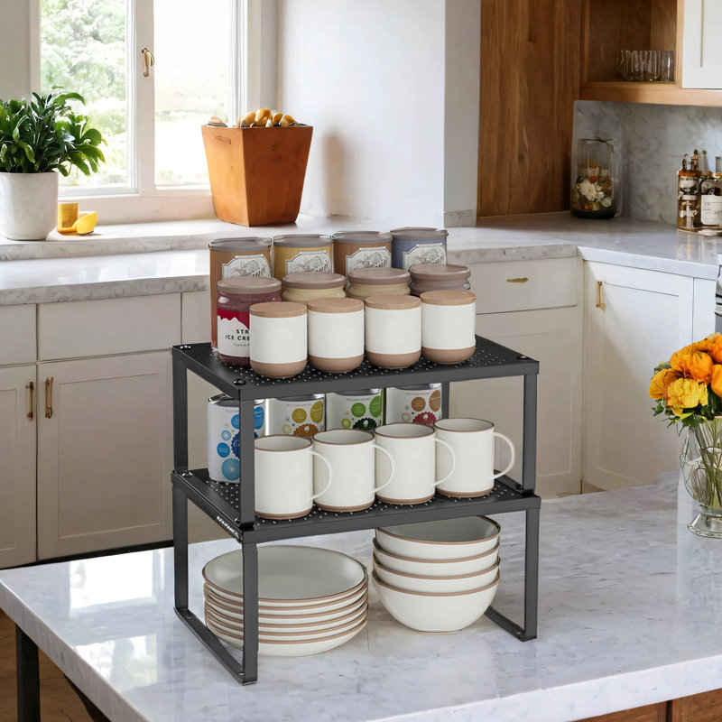 Stackable Cabinet Organizer Shelf, Ink Black