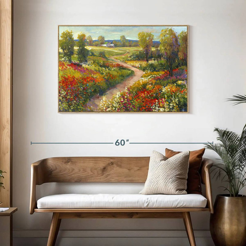 Promenade matinale II, Cadre flottant en bois naturel, 43 po x 29 po