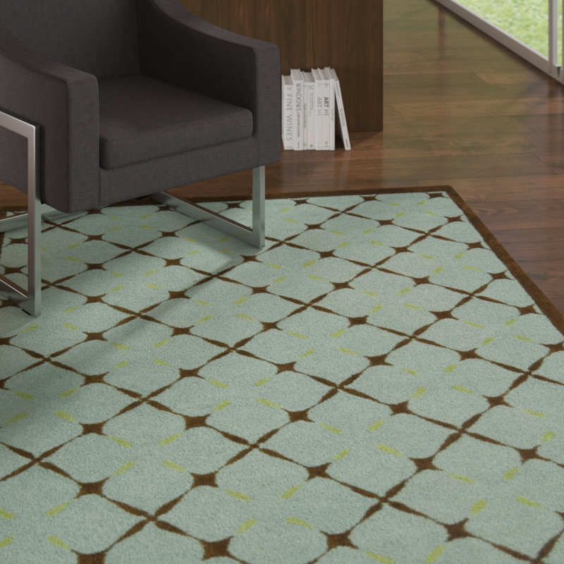 Hestia Hand Hooked Cotton Pile Geometric Rug, Rectangle 5' x 8'