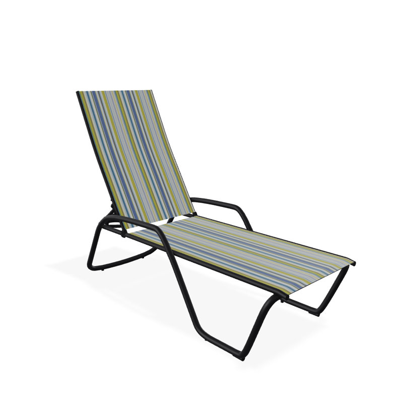 Outdoor Rust-Resistant Metal Chaise Lounge, Textured Black, Coastline