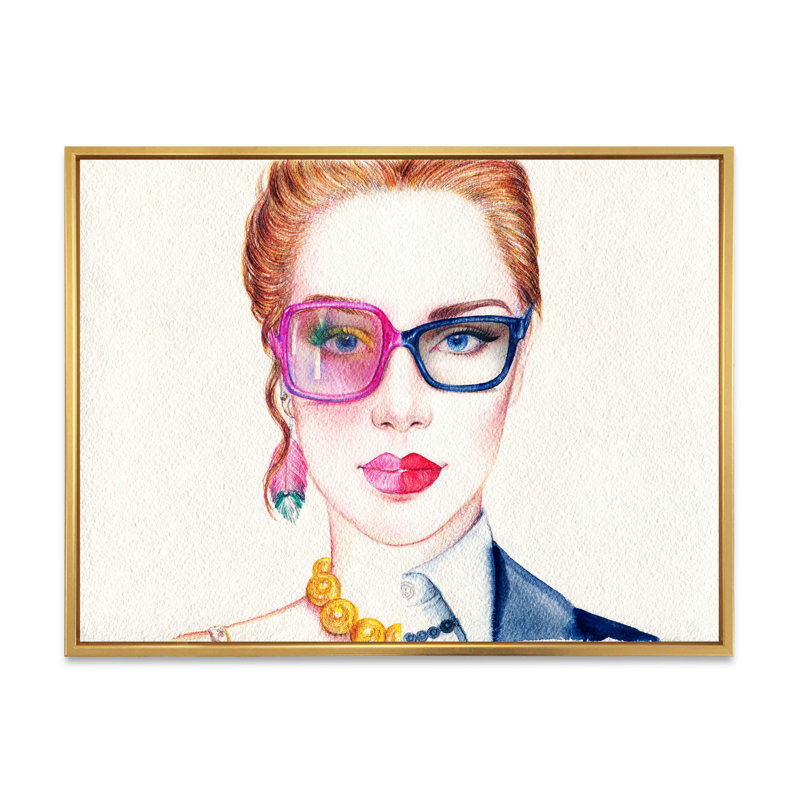 «Work Hard Play Hard Portrait» - reproduction d'art sur toile Glam, H 32 po x l 16 po x P 1 po, Cadre flottant doré