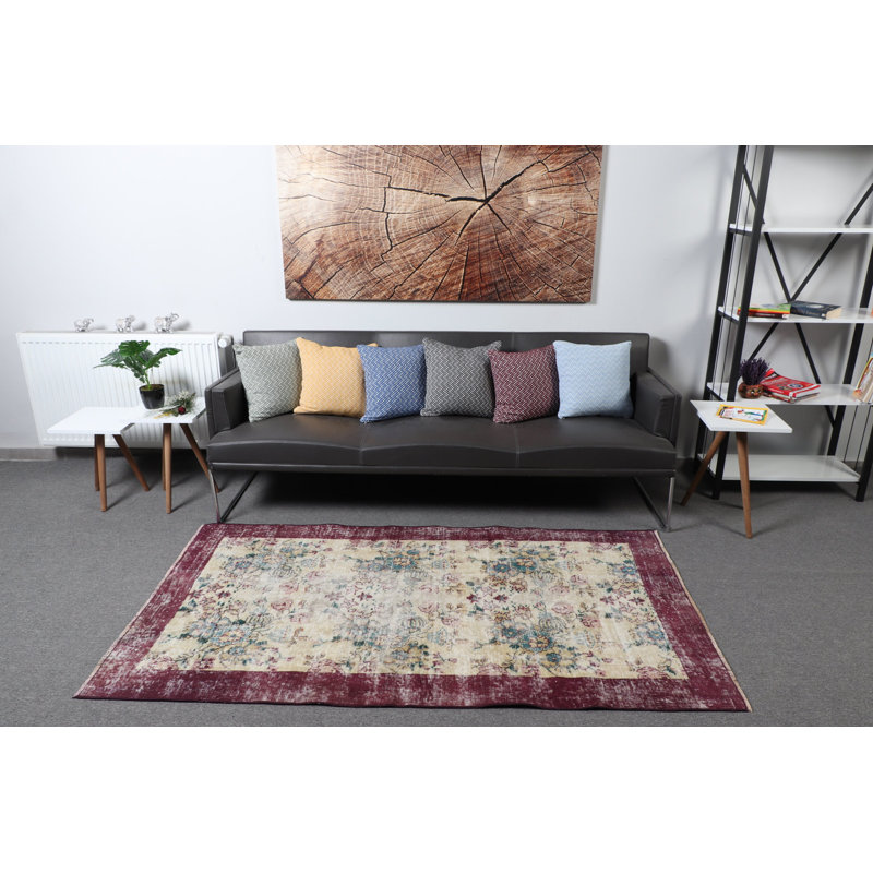 Tapis décoratif antique en laine beige pour la chambre à coucher, idéal comme cadeau