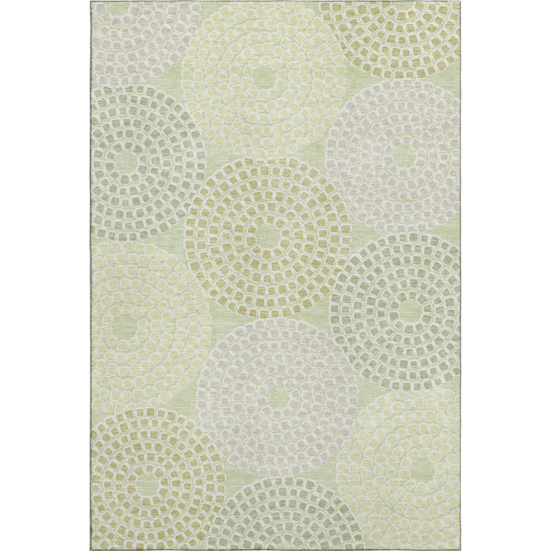 Premium Machine Washable Prisco Mint Rug, Rectangle 5' x 7'6"