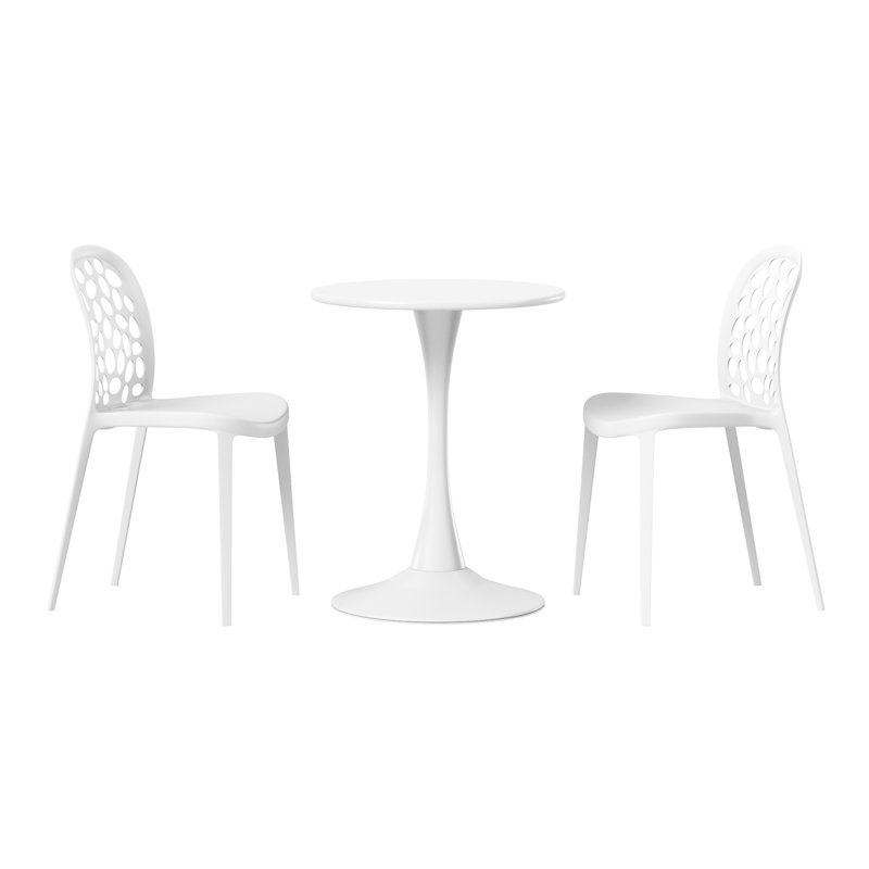Ensemble repas d'extérieur rond, Blanc