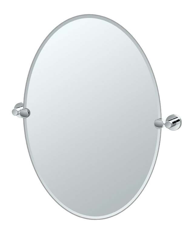 Meuble-lavabo moderne et contemporain Glam | Miroir ovale sans cadre 26,50 ", Chrome