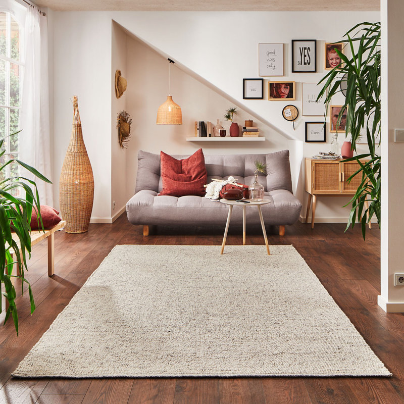 Dekyra Solid Colour Wool Hand Woven Area Rug, Rectangle 170 x 240cm