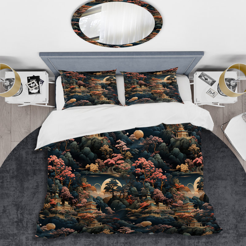 Enchanted Gardens - Ensemble de housse de couette japonaise - Microfibre de polyester