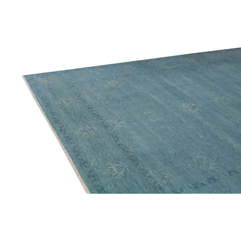Tapis bleu / argent noué à la main