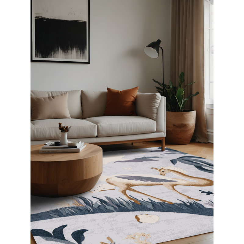 Tapis beige lavable à la machine, Carré 8 pi