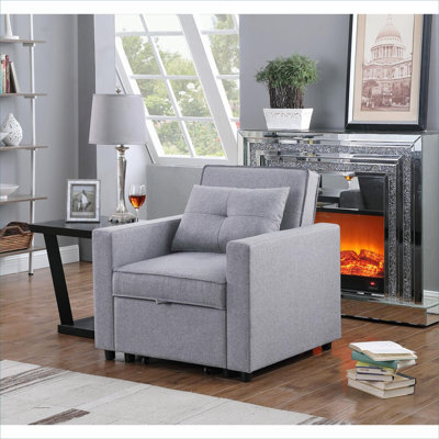 Pour les petits espaces de vie et les chambres confortables | Fauteuil convertible convertible en lin gris classique