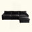 Corduroy Fabric Loveseat Sofa Couch with 1 Footrest for Living Room, L-Shaped Sectional with Ottoman, Upholstered Large Size Deep Sofa with Cushions-2102349313-2090291001