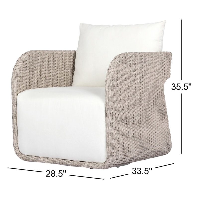 Geneva Outdoor Swivel Lounge Chair, Vintage White, Arashi Salt, Acrylic