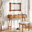 Miroir mural incassable avec cadre en bois d'acacia et design de rivet rétro-1398858005