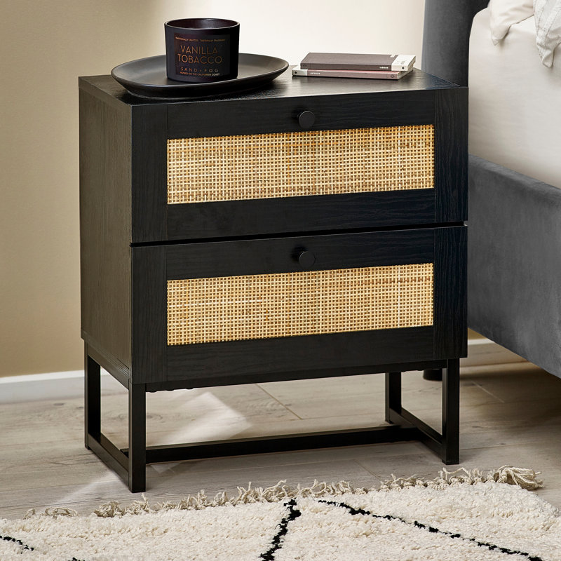 Gennaro 50cm W Bedside Table, Black