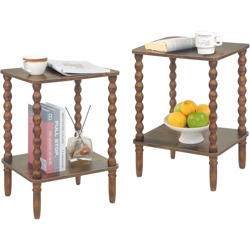 2-tier Wooden Side Table End Table Set Of 2