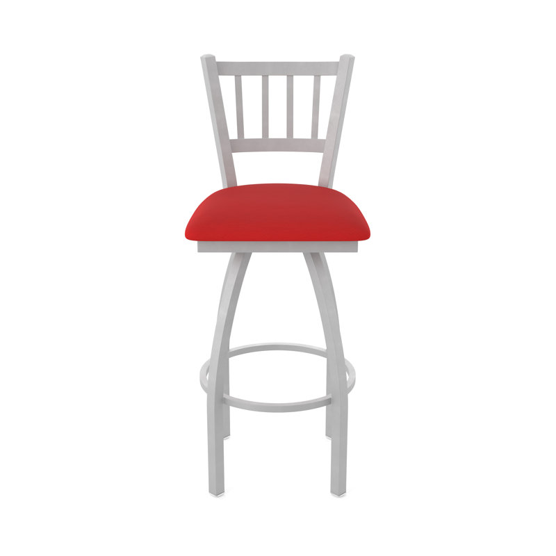 XL 810 Contessa Swivel Stool, Anodized Nickel, Vinyl-Canter Red, Counter Stool (25” Seat Height)