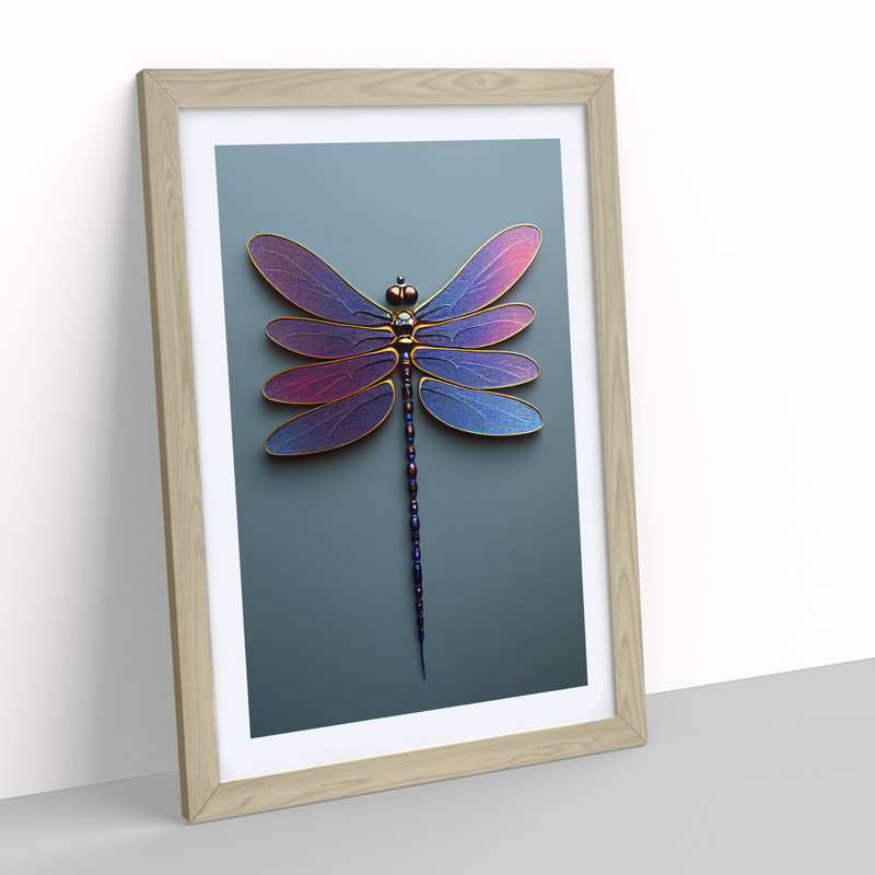 XV1022-3631X Precious Dragonfly - Print, Oak Framed, 66cm H x 48cm W, White