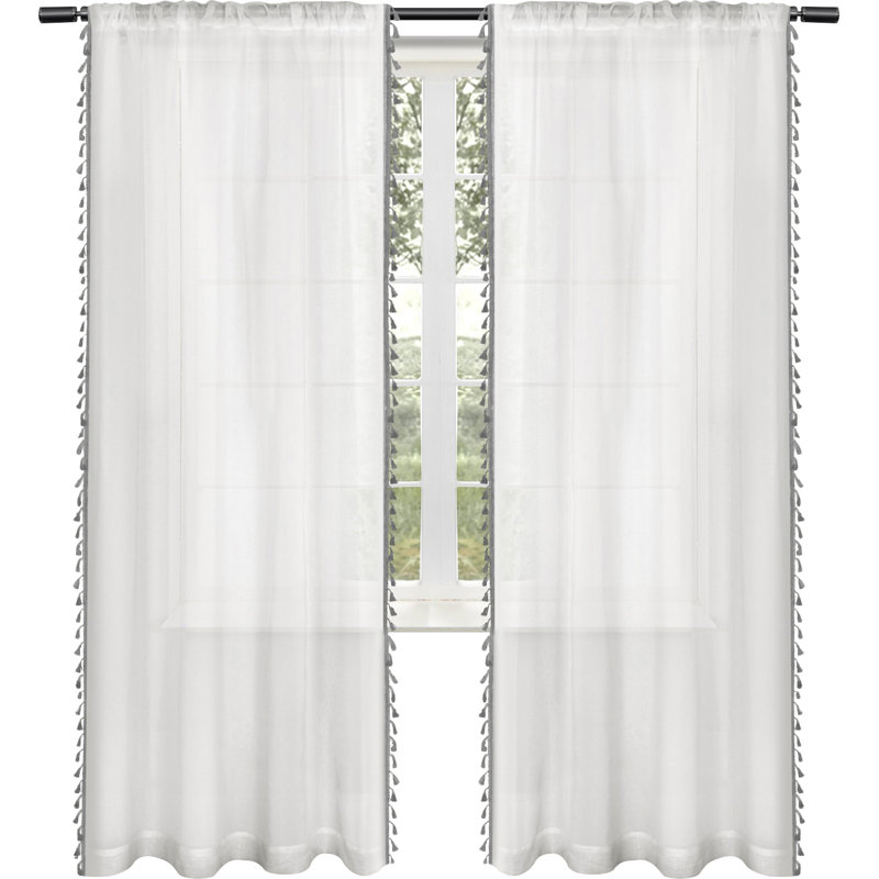 Hucksley Sheer Curtain Pair, Black Pearl, 54" W x 108" L
