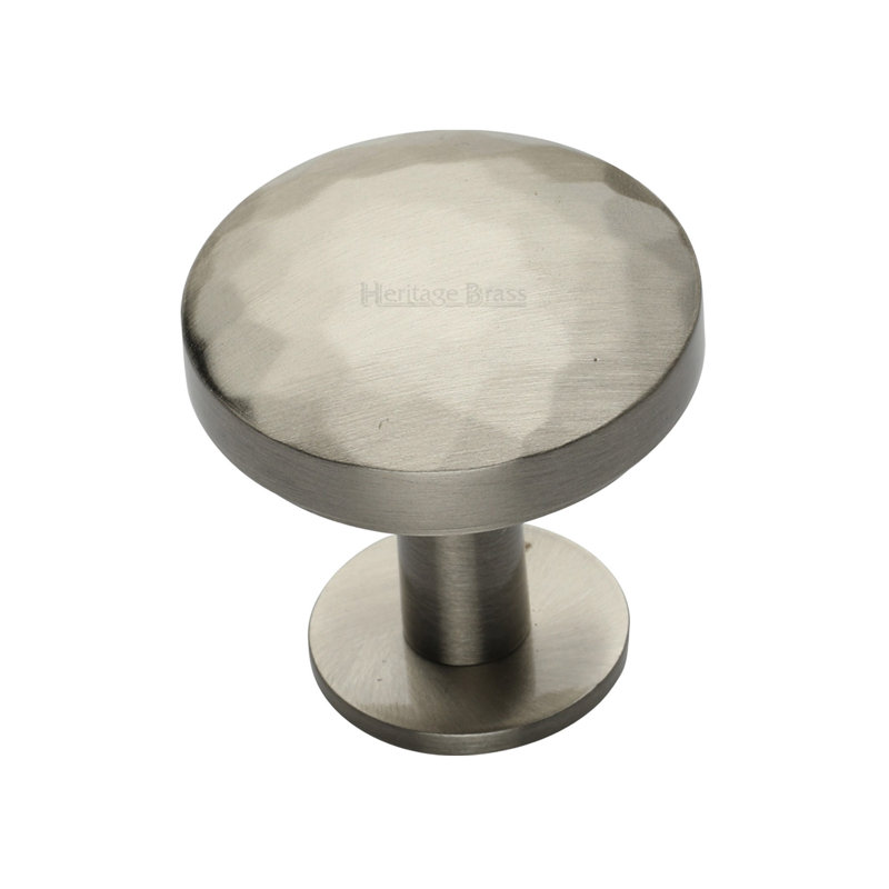 Heritage Brass Cabinet Knob Round Hammered Design with Rose, 3.2cm