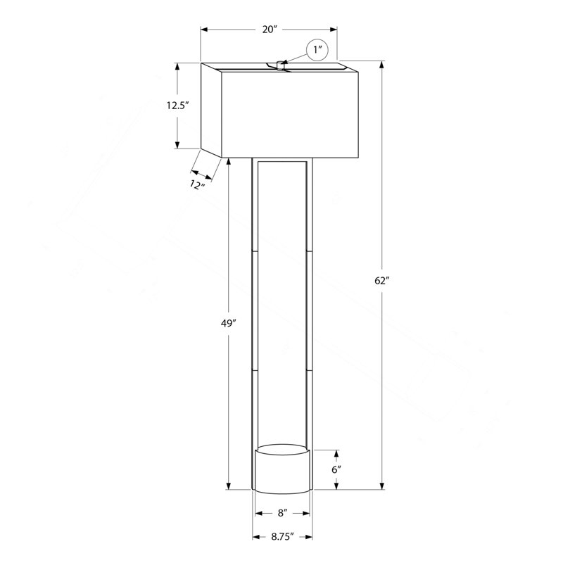 Lighting, 62"H, Floor Lamp, Black Metal, Ivory / Cream Shade, Contemporary