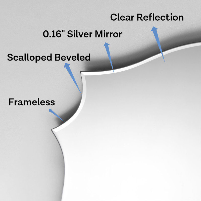Frameless Scalloped Rectangle Irregular Wall Mirror Decorative Wall Hanging Mirror Vanity Mirror Beveled Edge