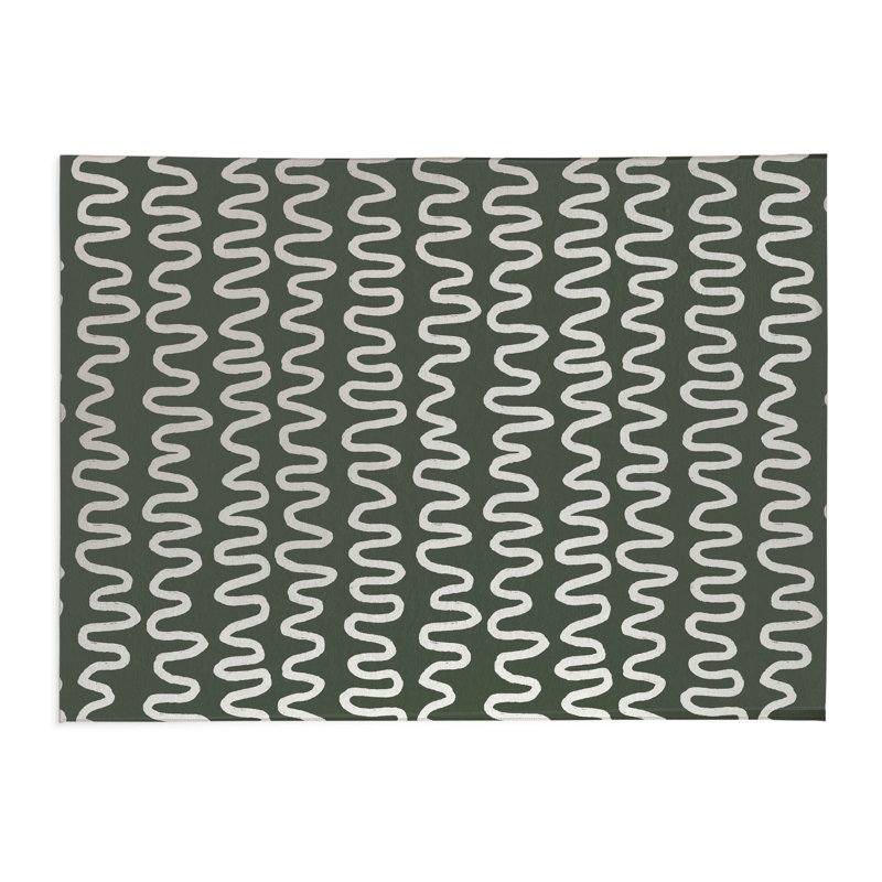 Wiggle Stripe Lightweight Non-Slip Kitchen Mat, Chimichurri, Rectangle 2' x 3'