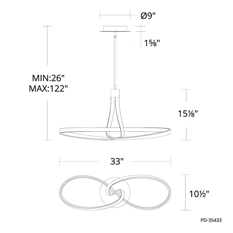 Mobius LED Linear Pendant, Black