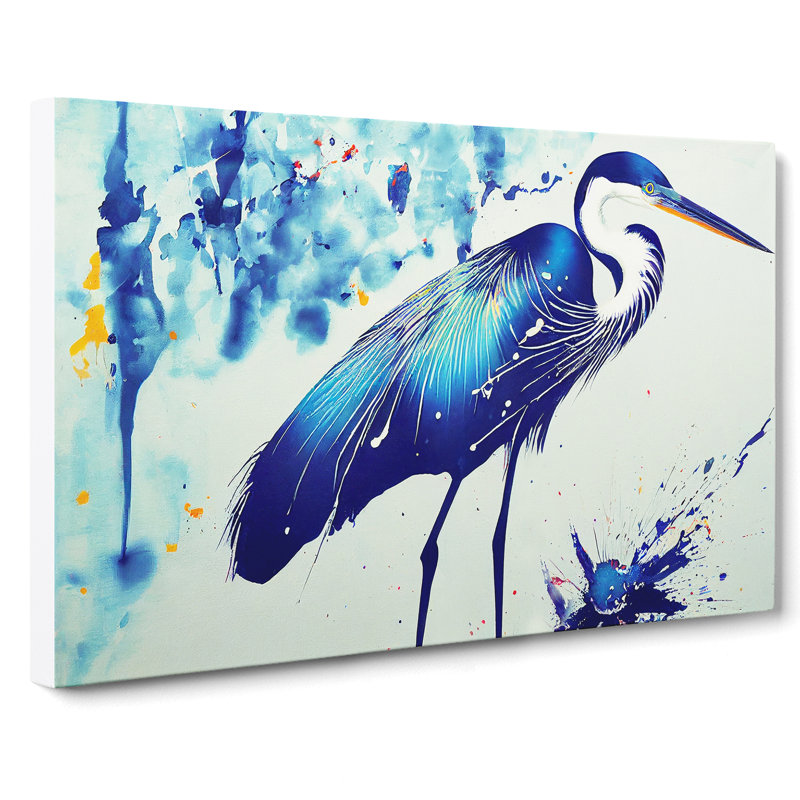 Splashed Heron Bird Vol.2 Abstract - Wrapped Canvas, 35cm H x 50cm W