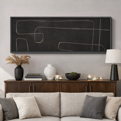 Geometric Line " Abstract Dark Gray Black Lines Minimalist Neutral Modern Art Relax Calm Warm Extra Large Pictures "