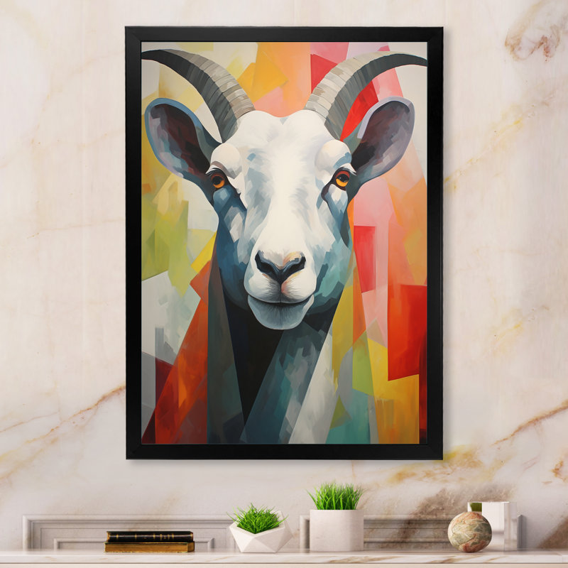 «Abstract Colorful Sheep I», reproduction sur toile, Cadre photo noir, H 20 po x l 12 po x P 1 po