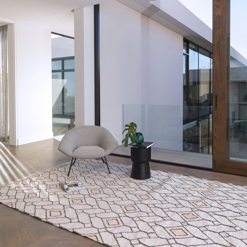 Ashes Geometric Area Rug in Gray, Rectangle 5'3" x 7'6"
