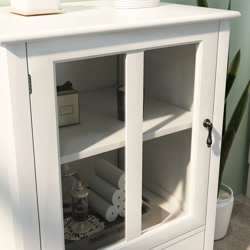 Buffet avec portes de verre simples et poignée cloche unique