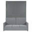 Multifonctionnel lit escamotable gris, panneau de fibres à densité moyenne et lin, canapé-lit moderne compact