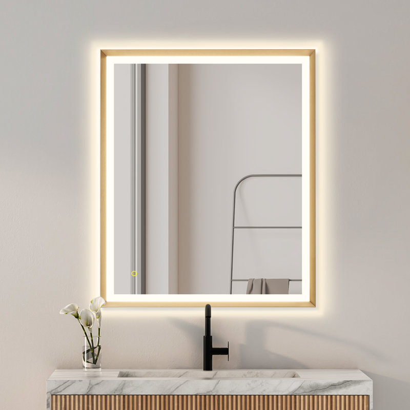 Apollo 36" Gold Rectangular LED Vanity Mirror