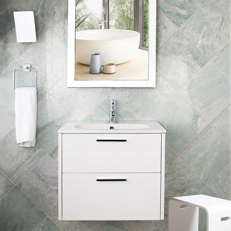 Aquatre 24'' W Single Vanity, Wall Mount, Matte Black, Natural Walnut