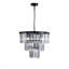 Lustre en cristal de luxe à 3 niveaux de 20 po, luminaire suspendu 7 lumières à cadre noir, éclairage de plafond élégant pour le salon, la salle à manger, la chambre à coucher (sans ampoules)