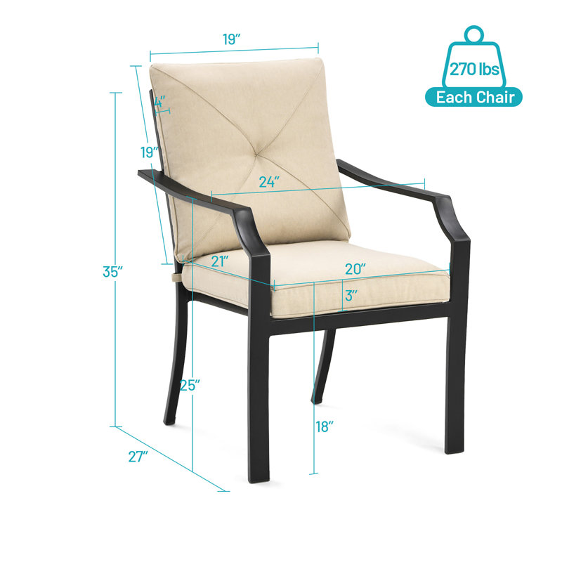 Chaise de patio empilable avec coussin