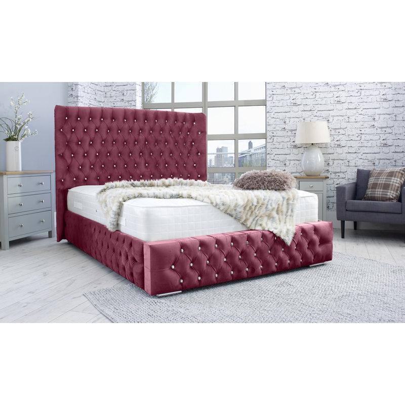 Jancis Upholstered Bed, Single (3'), Maroon