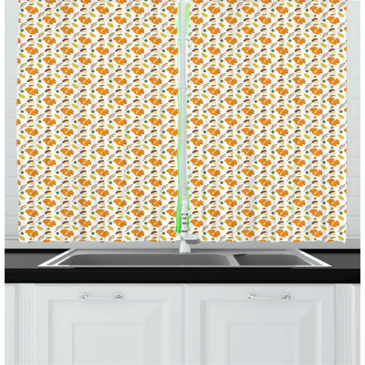 Floral Tailored Kitchen Curtain