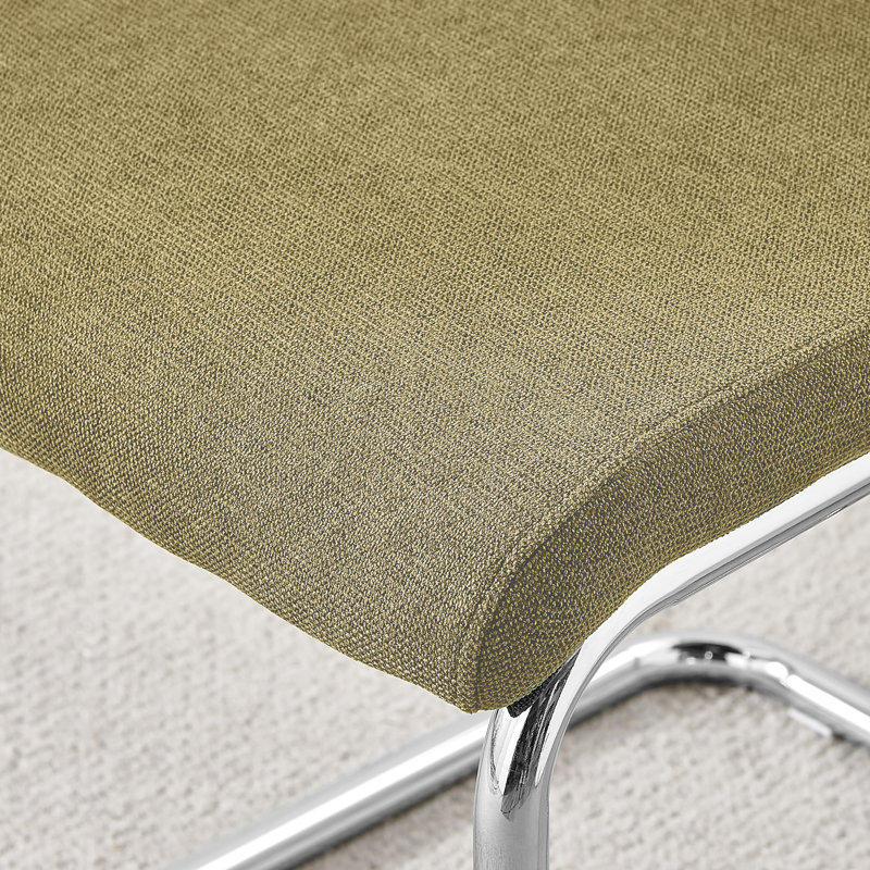 Loren Luxury Fabric Dining Chairs with Legs Upholstered Modern Design - Side Chair, Silver, Sage Green