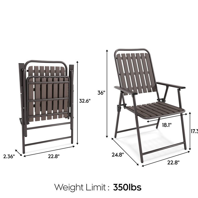 Chaise pliante capacité 350lb 2, résistance aux intempéries, plat pour les petits espaces 2 et table en verre, rouille, installation instantanée, rangement complet, balcon idéal, patio, jardin extérieur