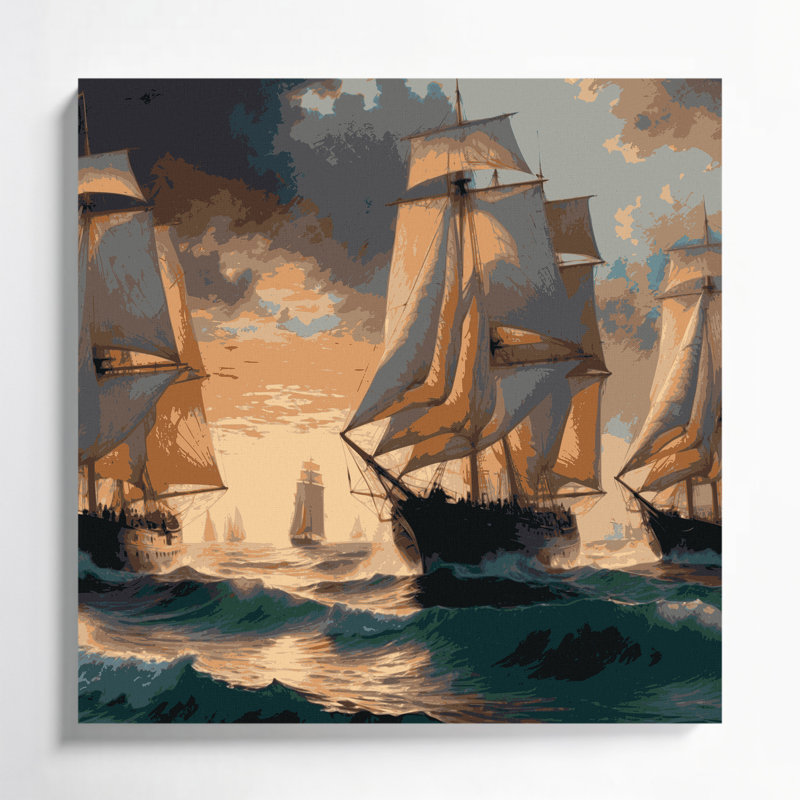 Voile nautique grise, art mural sur toile, H 12 po x l 12 po