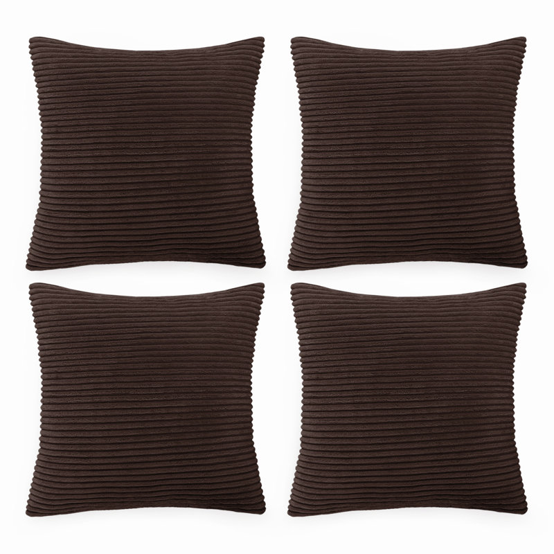 Striped Square Euro Pillow Cover, Coffee