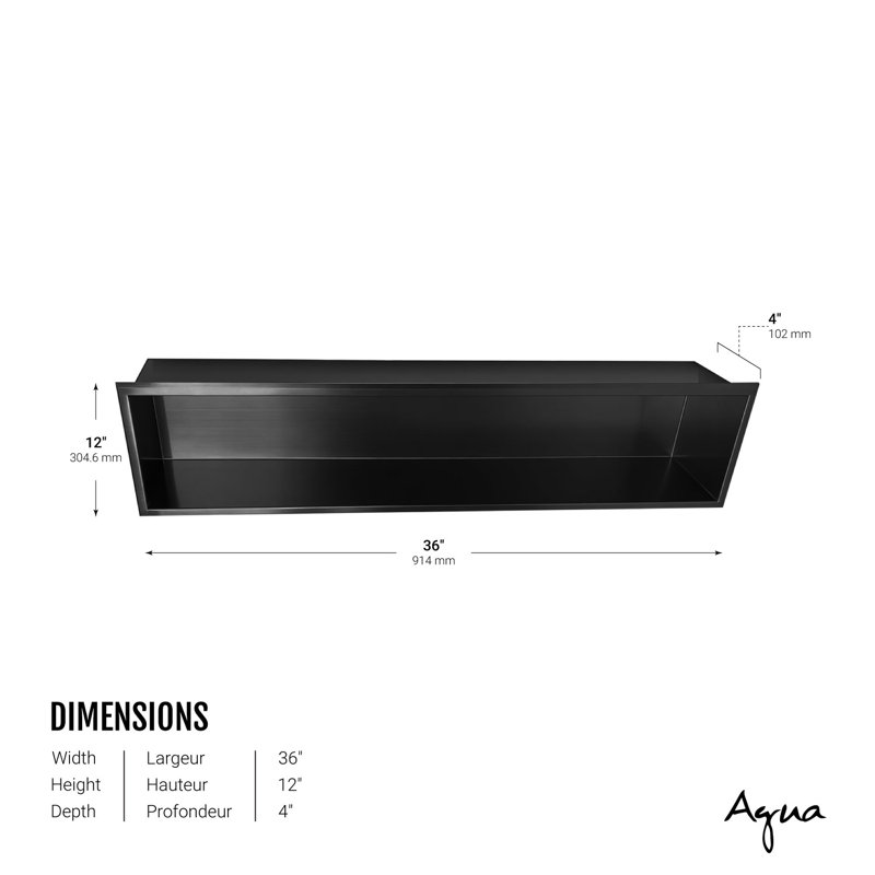 Niche de douche 12 po x 36 po Noah, Noir mat