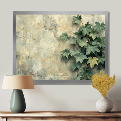 Collage de feuilles de lierre sur un mur I - feuilles, art mural pour le salon