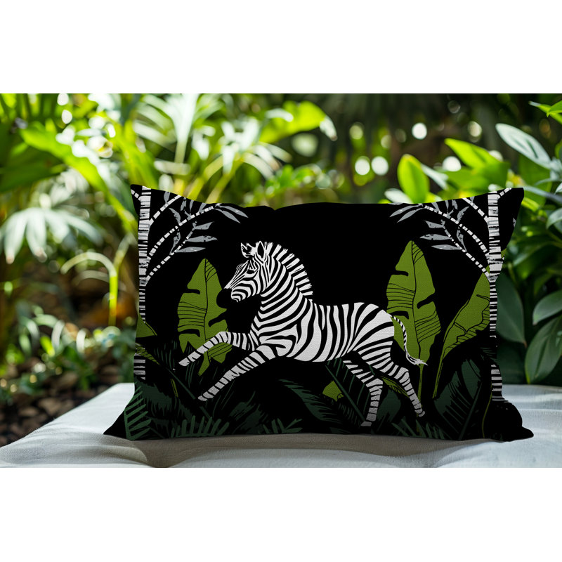 Oreiller rectangulaire intérieur / extérieur Asty, Rectangulaire H 14 po x l 20 po, Noir