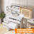 Vanity Desk with Mirror and LED Lights, Makeup Vanity Desk with Sliding Lighted Mirror, Dressing Table Set with Stool & 4 Drawers, Storage Shelves