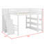 Lit mezzanine en bois avec tablettes de rangement, garde-robe, garde-corps, escaliers et lumières DEL-1418994971