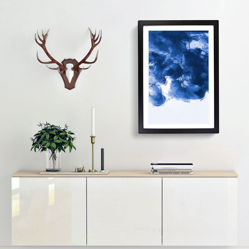 Velvet Blue in Abstract - Picture Frame Graphic Art Print, 91cm H x 60cm W x 2cm D, Black
